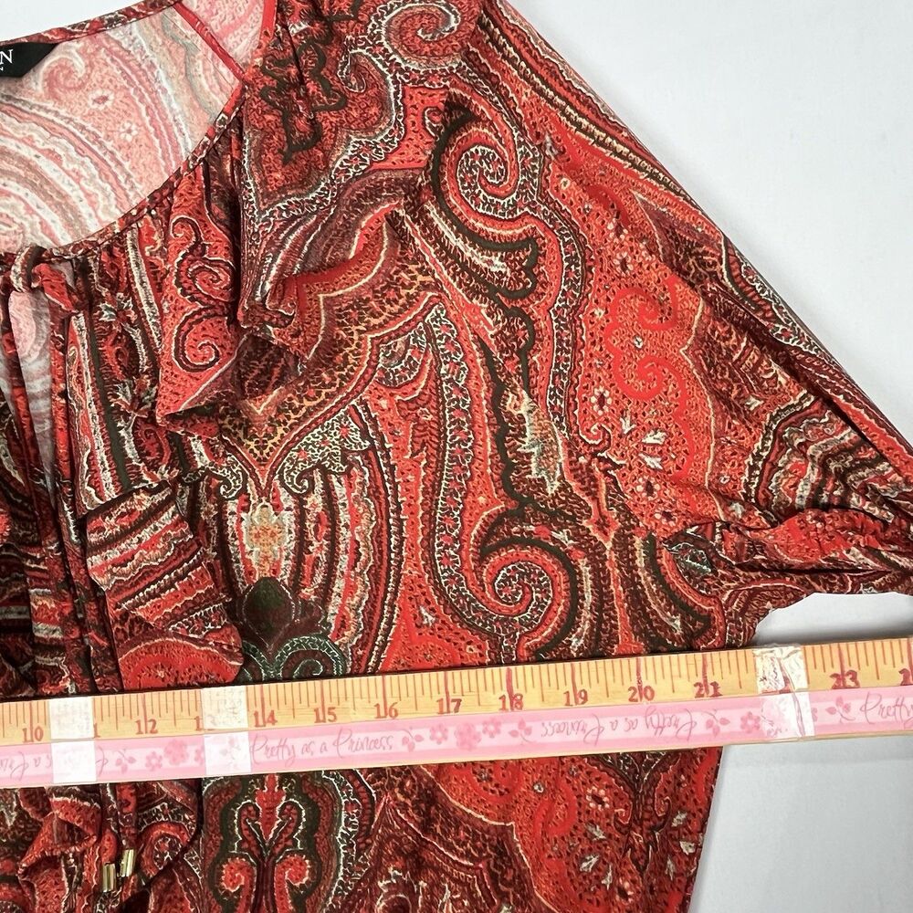 Lauren Ralph Lauren Paisley Tiered Dress Size 14 Boho Peasant Fall Midi - Picture 10 of 16